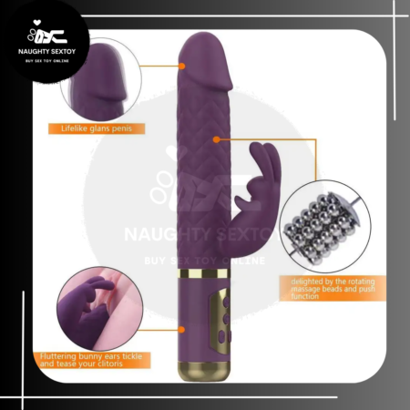 Remote Control Big Thick Rabbit Thrusting Dildo Vibrator for Women
